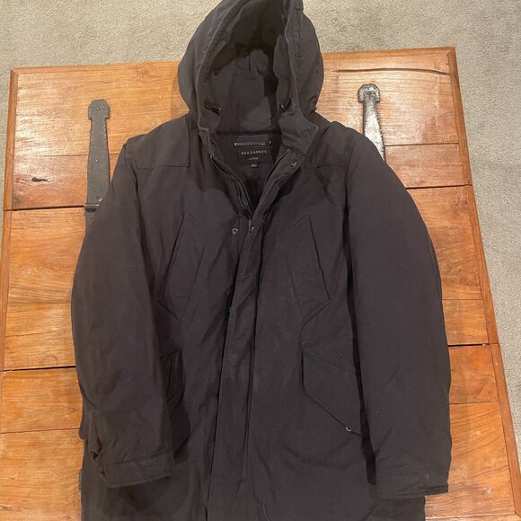 Men's All Saints Black Parka Jacket - Picture 2 of 7